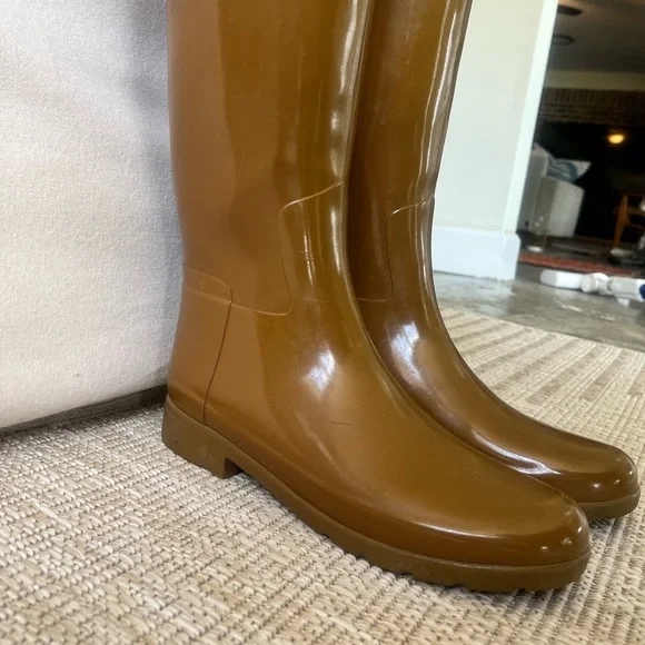 Women’s HUNTER ORIGINAL TALL Refined GLOSS Rain Boots SIZE 8 Brown - Picture 8 of 13